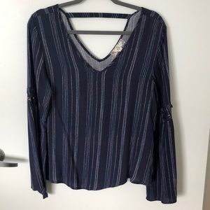 Bell Sleeve V Neck Blouse, Size Medium